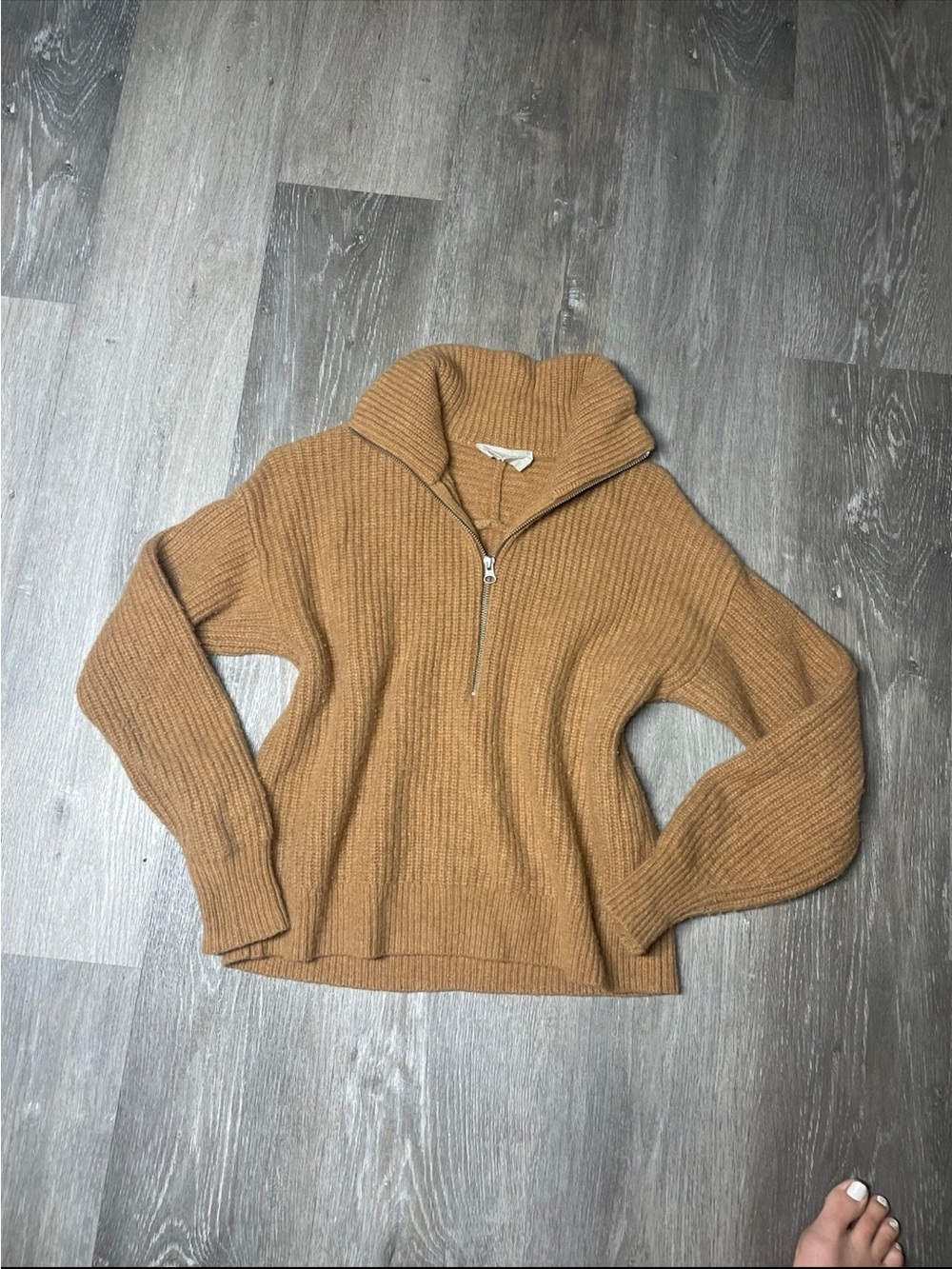 Everlane xsCozy Half-Zip Ribbed Sweater - Camel